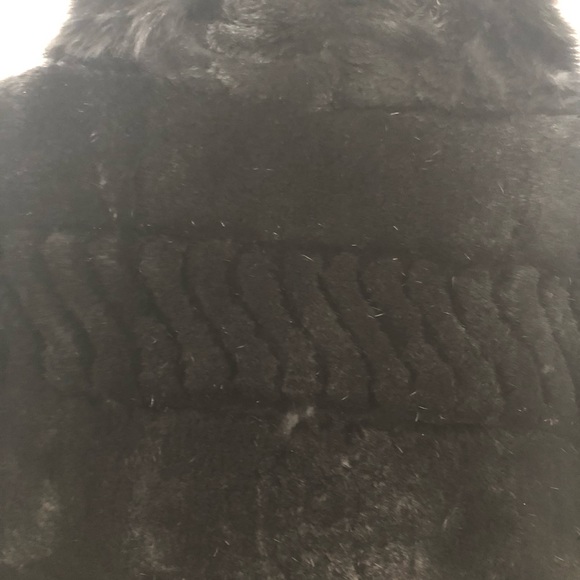 Real 100 rabbit fur jacket with real fox collar & pockets black medium - Picture 5 of 13